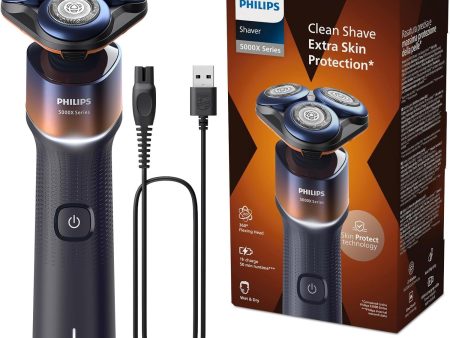 Philips 5000X Series, Wet and Dry Electric Shaver, Quick Charge, Orange, Model X5012 00 Supply