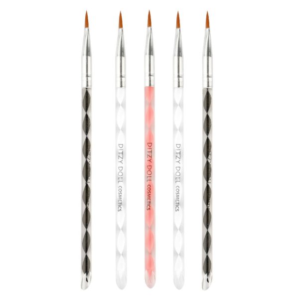 Ditzy Doll Nail Brushes 5 Pack - Nail Art Tools for Detailing and Designing Nail Decorations Online Sale