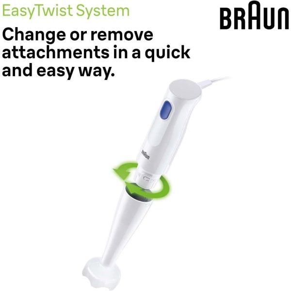 Braun MultiQuick 1 Hand Mixer MQ10.001P, Lightweight Mixer with EasyTwist Technology, One Speed, 450W, White Fashion