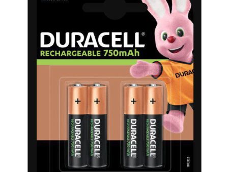 Duracell 750mAh AAA Rechargeable Battery - Pre-Charged - Up to 12 Months, 4 Pack For Discount