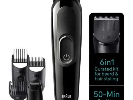 Braun 6-in-1 Style Kit Series 3 MGK3410 Beard & Hair Styling . With 50min Runtime, Black on Sale