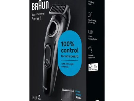 Braun Beard Trimmer 3 BT3400 With Precision Wheel, 2 styling tools, 50min runtime, grey Hot on Sale