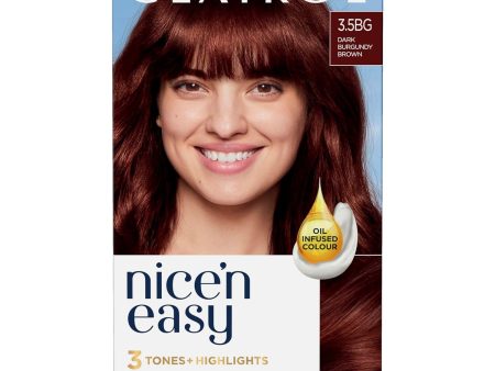 Clairol Nice n Easy Crème, Permanent Hair Dye, 3.5BG Dark Burgundy Brown Online now