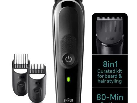 Braun 8-in-1 Style Kit Series 3 MGK3440 Beard & Hair Styling . With 80min Runtime + Pouch, Grey Fashion