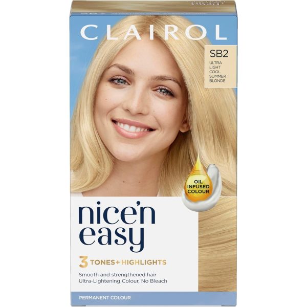 Clairol Nice n Easy Crème, Permanent Hair Dye, SB2 Ultra Light Cool Summer Blonde Sale