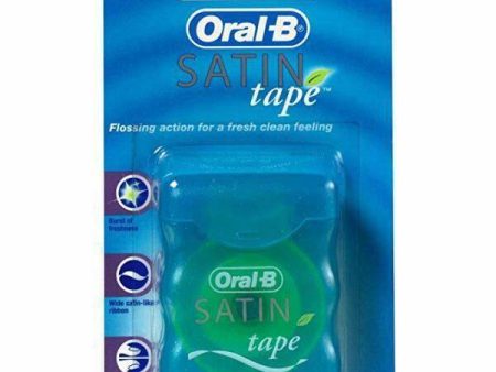 Oral-B Satin Tape Dental Floss - Comfort Grip, Easy Use - Cool Mint, 25M Supply