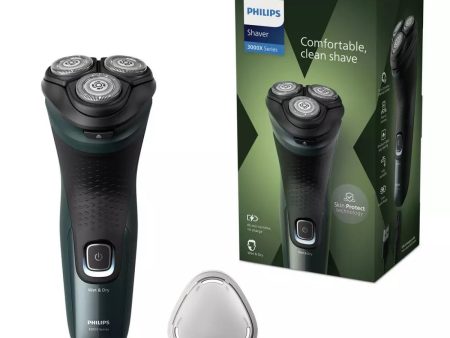 PHILIPS 3000X Series X3052 00 Wet & Dry Rotary Shaver - Dark Forest Green Fashion