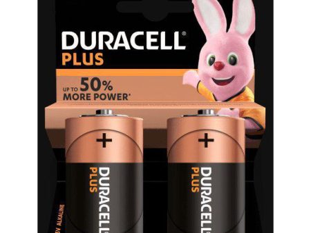 Duracell Plus Power Alkaline D Battery - Lasts Up to 50% Longer - Pack of 2 Online Sale