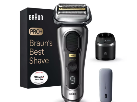 Braun Series 9 Pro+ 9477cc Wet & Dry Shaver with 5-in-1 SmartCare center and PowerCase, silver. Fashion