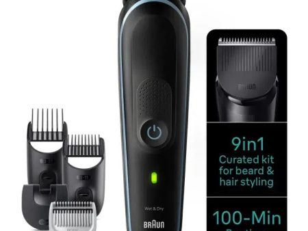 Braun 9-in-1 Style Kit Series 5 MGK5411 Beard, Body, Ear & Nose. With 100-min Runtime + Pouch, Blue Online Sale