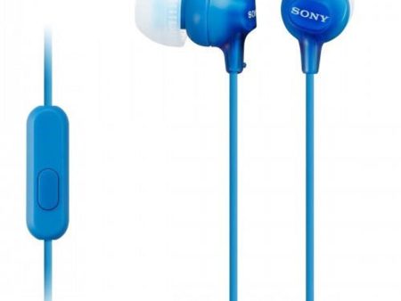 Sony MDR-EX15AP Earphones with Smartphone Mic and Control - Blue Online now