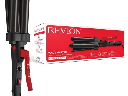 Revlon Wave Master Jumbo Waver (Three-Prong Jumbo Barrels,30 Heat Settings Up to 190°C) RVIR3056UKE, Black Supply