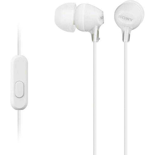 Sony MDR-EX15APWZ(CE7) Earphones with Smartphone Mic and Control - White Hot on Sale