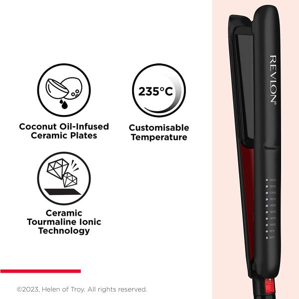 Revlon Smoothstay Coconut Oil-Infused Hair Straightener 25mm Plates Temperature up to 235°C,RVST2211P Online Hot Sale