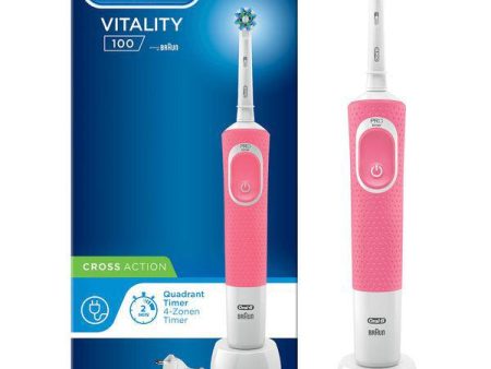 Oral-B Power Handle Vitality Plus White and Clean Original Toothbrush - Pink Online now