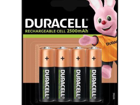 Duracell 2500mAh Stay Charged Premium AA Rechargeable Battery - Pack of 4 Hot on Sale