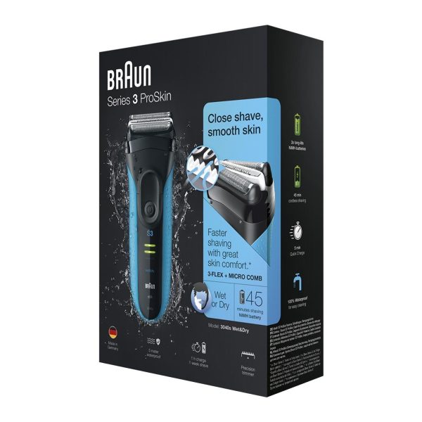 Braun Men s Series 3 ProSkin 3040s Wet & Dry Shaver with Protection Cap - Blue For Sale