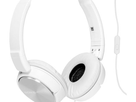 Sony MDR-ZX310AP On-Ear Headphones Compatible with Smartphones, Tablets and MP3 Devices - White Cheap