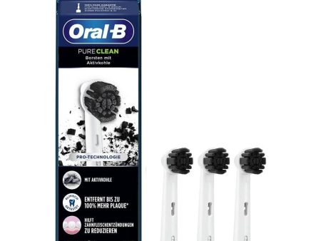 Oral-B Pure Clean Charcoal Toothbrush Heads 3 Pack For Sale