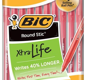 BIC - Round Stic Ball Pens Medium Point Red - 10 Pens Fashion